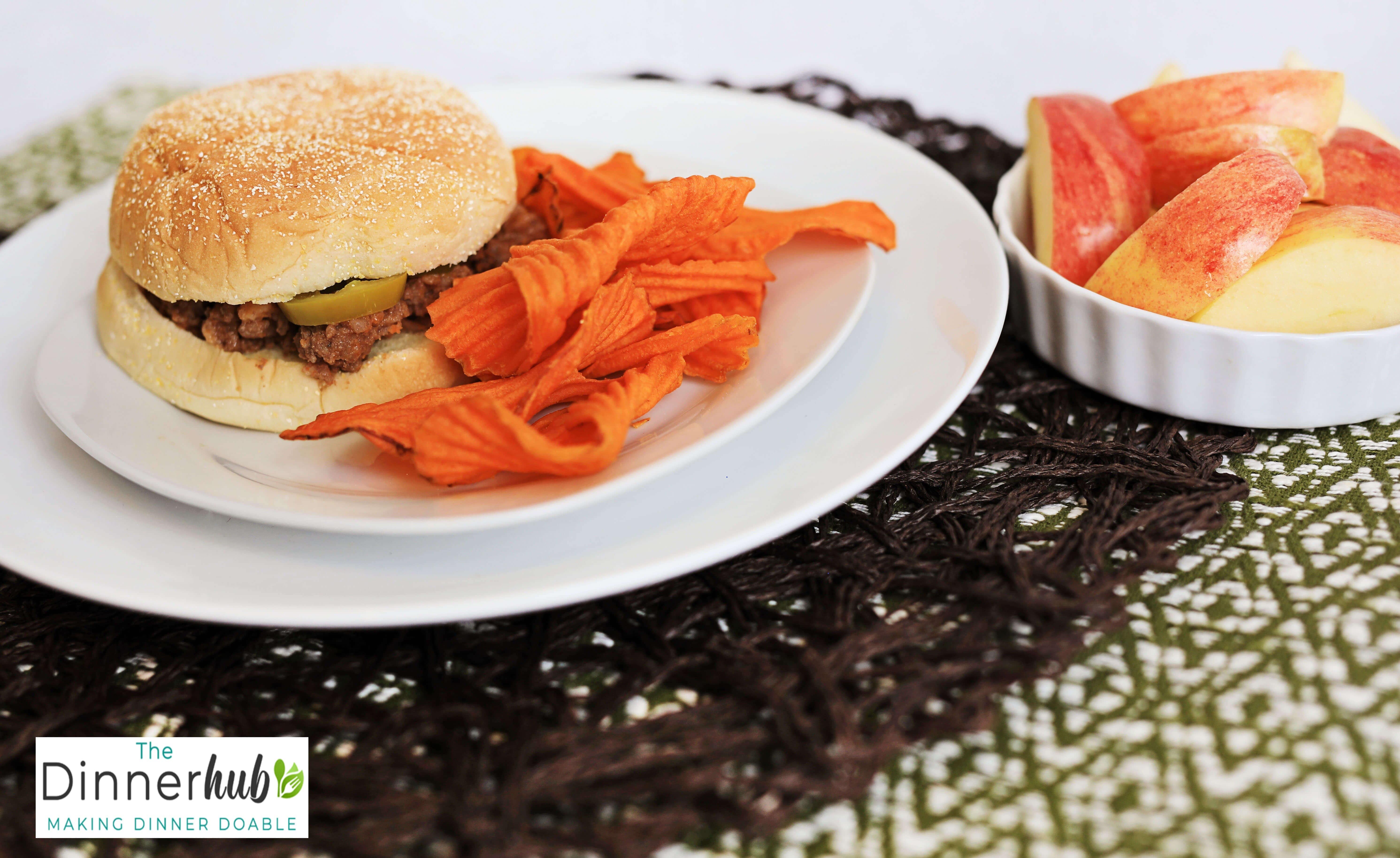 Little League BBQ w/ Sweet Potato Chips & Sliced Apples